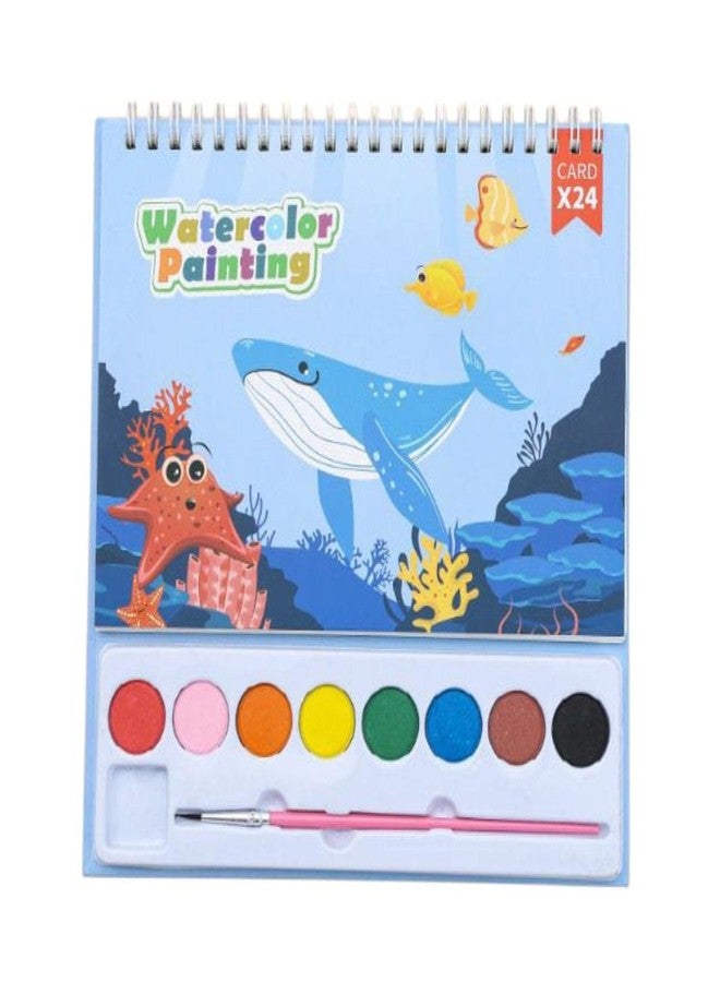 ZQBIEE 24 Card Water Color Drawing Book for Kids with Embedded Water Paint Color and Best Birthday Return Gifts for Kids (Pack of 1) - Image 1